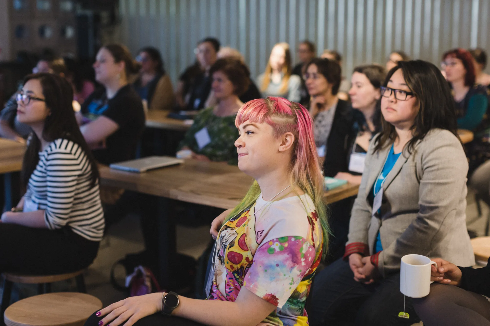 Participants listening to a talk
