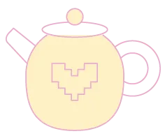 A teapot with a pixel heart — one of our 46 official company teapots