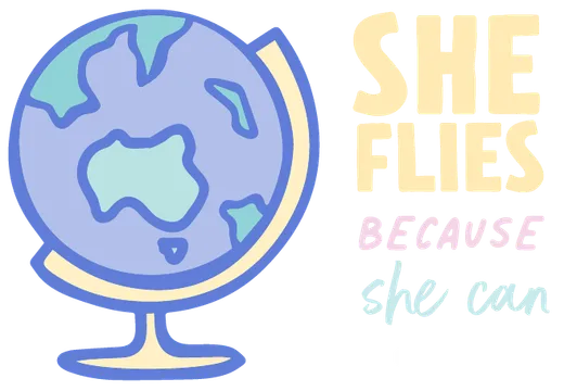 SheFlies because she can — a globe illustration